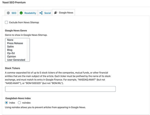 Yoast News SEO Premium