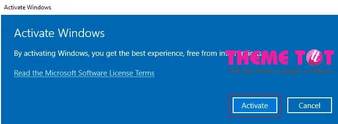 chọn activate Win 10 Pro