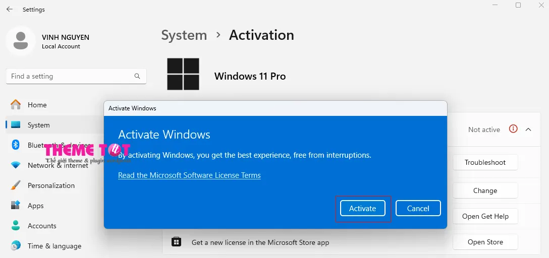 xác minh kích hoạt win 11 pro