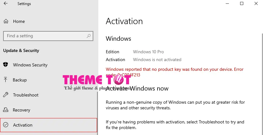 Activation win 10 pro