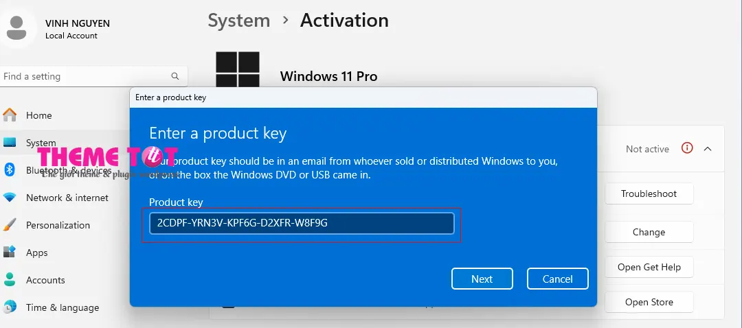 nhập key windows 11 pro