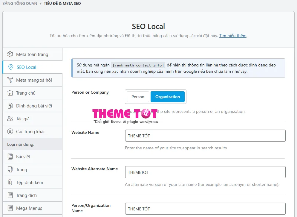 SEO Local trên Rank Math