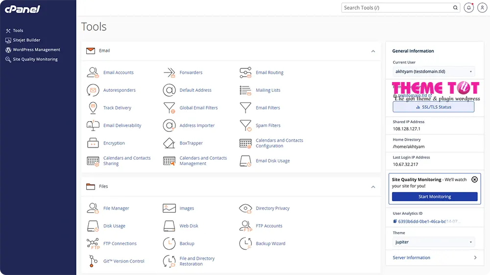 Các chức năng chính của cPanel