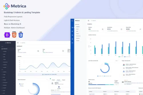 Mua Admin - Metrica Dashboard Template Bootstrap 5 giá rẻ