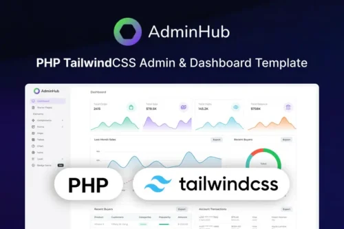 Mua AdminHub- PHP Tailwind Admin & Dashboard Template giá rẻ
