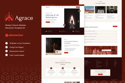 Mua Agrace - Modern Church Website Elementor Template Kit giá rẻ