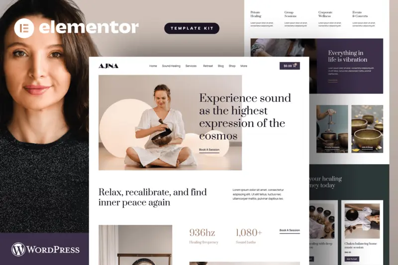 Mua Ajna - Sound Healing & Music Therapy Elementor Pro Template Kit giá rẻ