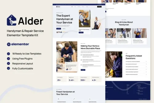 Mua Alder - Handyman & Repair Service Elementor Template Kit giá rẻ