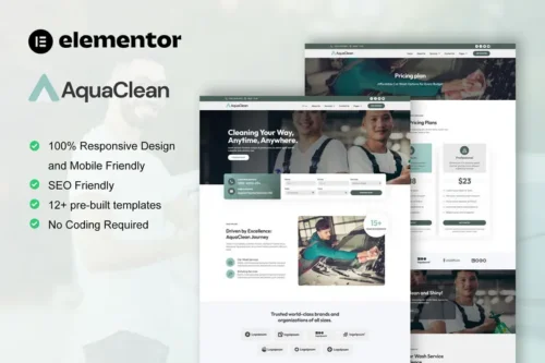 Mua AquaClean - Car Washing & Cleaning Services Elementor Template Kit giá rẻ
