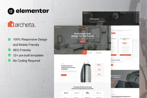 Mua Archeta - Architecture & Construction Service Elementor Template Kit giá rẻ