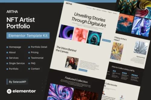 Mua Artha - NFT Artist Portfolio Elementor Pro Template Kit giá rẻ