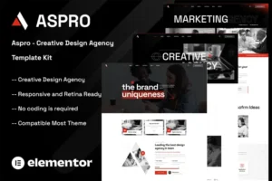 Mua Aspro - Creative Design Agency Elementor Template Kit giá rẻ