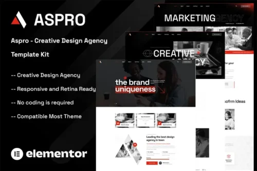 Mua Aspro - Creative Design Agency Elementor Template Kit giá rẻ