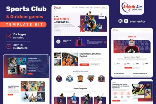 Mua Athletic Aim – Sports Club & Outdoor Games Elementor Template Kit giá rẻ