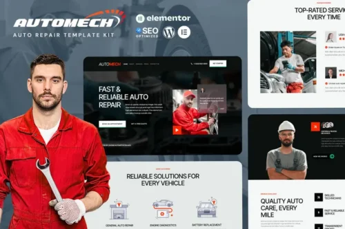Mua Automech - Auto Repair Service Elementor Template Kit giá rẻ