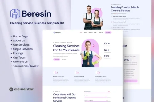 Mua Beresin - Modern Cleaning Service Business Elementor Kit giá rẻ