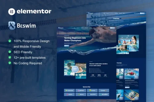 Mua Beswim - Swimming Courses & Training Elementor Pro Template Kit giá rẻ