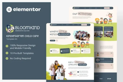Mua Bloomkind - Kindergarten Child Care Elementor Template Kit giá rẻ