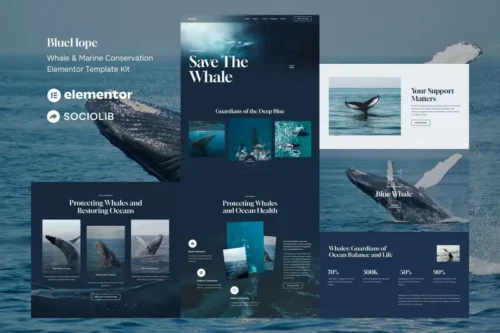Mua BlueHope - Whale & Marine Conservation Elementor Template Kit giá rẻ