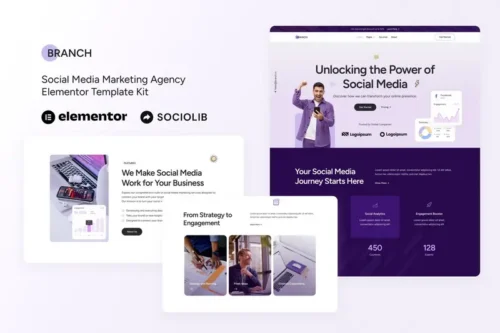 Mua Branch - Social Media Marketing Agency Elementor Template Kit giá rẻ