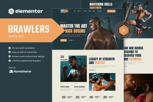 Mua Brawlers - Martial Arts Elementor Template Kit giá rẻ