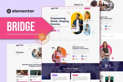 Mua Bridge - University & School Education Elementor Template Kit giá rẻ