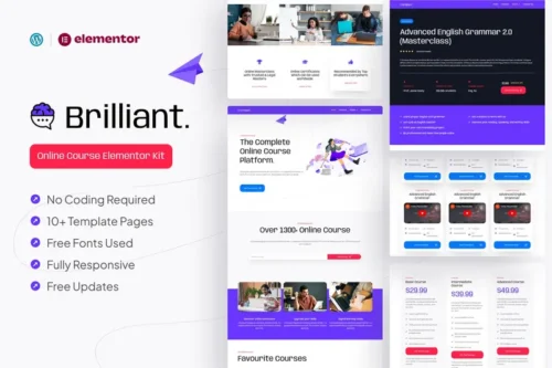 Mua Brilliant - Online Course Elementor Pro Template Kit giá rẻ