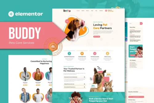 Mua Buddy - Pet Care Services Elementor Template Kit giá rẻ