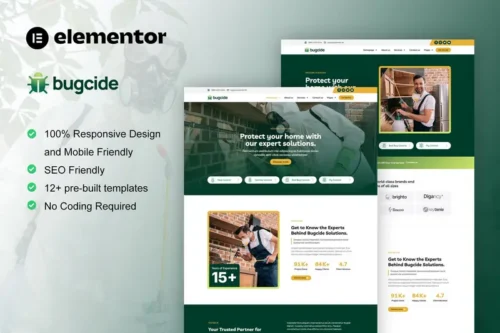 Mua BugCide - Pest Control Service Elementor Pro Template Kit giá rẻ
