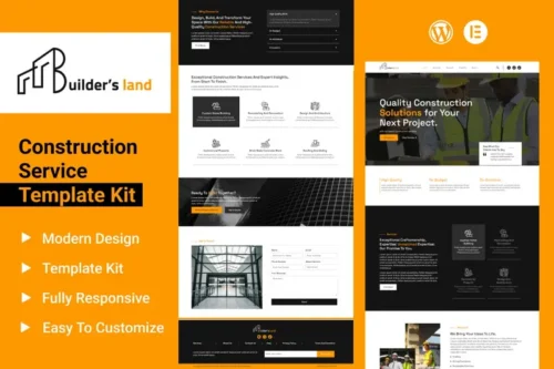 Mua Builders Land - Construction & Building Elementor Template Kit giá rẻ