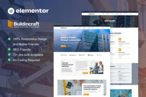 Mua BuildinCraft- Construction & Building Elementor Template Kit giá rẻ