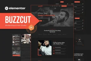 Mua Buzzcut - Barbershop & Hair Studio Elementor Pro Template Kit giá rẻ