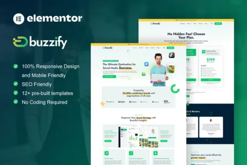 Mua Buzzify - Social Media Marketing Agency Elementor Template Kit giá rẻ