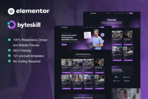 Mua ByteSkill - IT Online Course & Education Elementor Pro Template Kit giá rẻ
