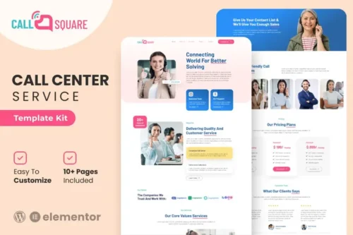 Mua Call Square - Call Center & Support Company Elementor Template Kit giá rẻ