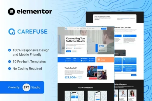 Mua Carefuse - AI Health App Elementor Template Kit giá rẻ