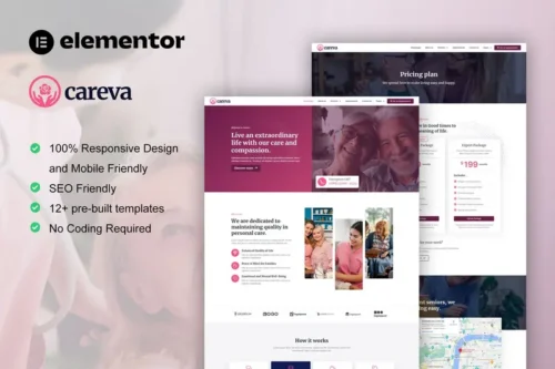 Mua Careva - Senior Care Services Elementor Pro Template Kit giá rẻ