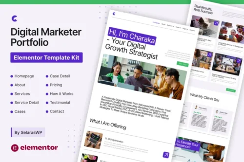 Mua Charaka - Digital Marketer Portfolio Elementor Pro Template Kit giá rẻ
