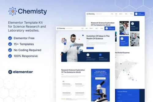 Mua Chemisty – Science Research & Laboratory Elementor Template Kit giá rẻ