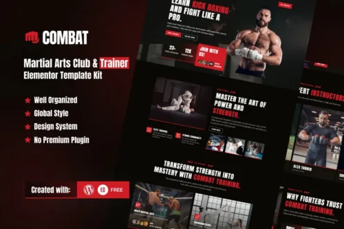 Mua Combat - Martial Arts Club & Trainer Elementor Template Kit giá rẻ