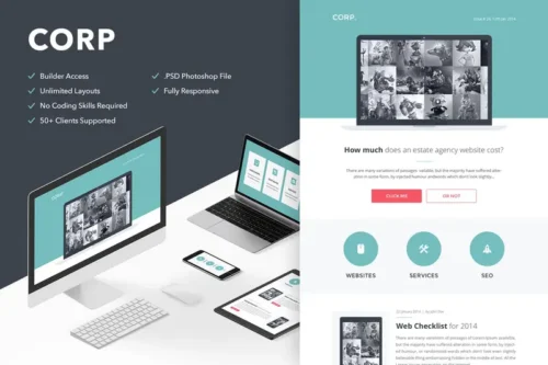 Mua Corp - Responsive Email + Themebuilder Access giá rẻ