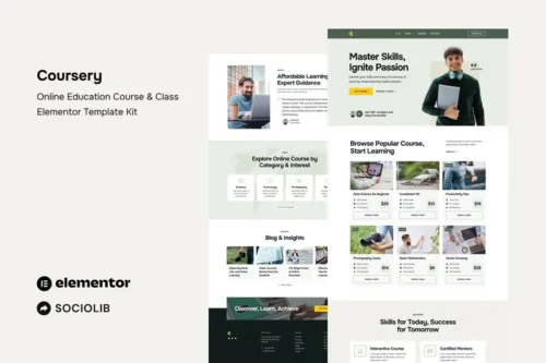 Mua Coursery - Online Education Course & Class Elementor Template Kit giá rẻ