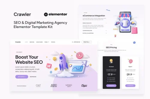 Mua Crawler - SEO & Digital Marketing Agency Elementor Template Kit giá rẻ