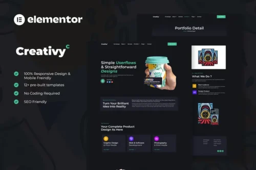 Mua Creativy - Creative Agency & Portfolio Elementor Template Kit giá rẻ