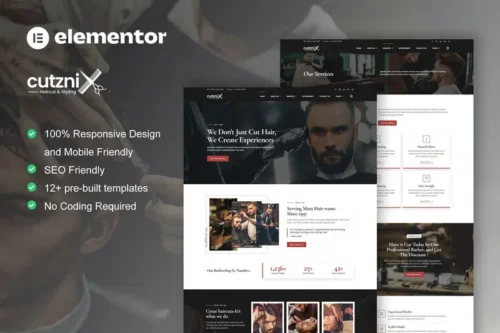 Mua Cutznix - Barbershop & Hair Salon Elementor Template Kit giá rẻ