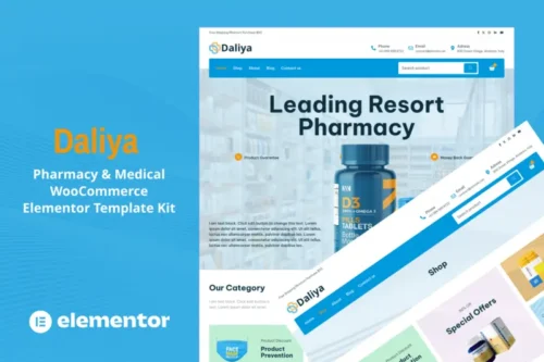 Mua Daliya - Pharmacy & Medical Store WooCommerce Elementor Pro Template Kit giá rẻ