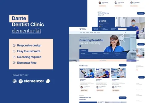 Mua Dante - Dentist & Dental Clinic Elementor Template Kit giá rẻ