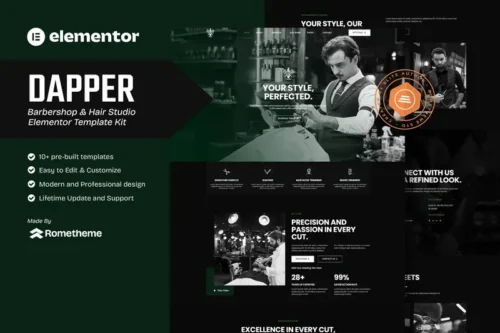 Mua Dapper - Barbershop & Hair Studio Elementor Template Kit giá rẻ