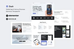 Mua Dash - Mobile App & Startup Showcase Elementor Template Kit giá rẻ