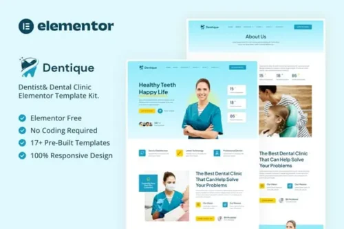 Mua Dentique - Dentist & Dental Clinic Elementor Template Kit giá rẻ